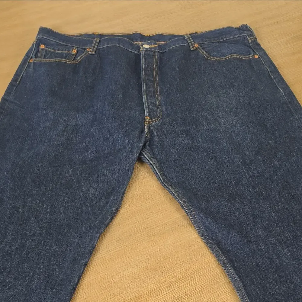 Levi's 501 Men's Straight Fit Blue Dark Wash Button Fly 100% Cotton 46x32 Excell